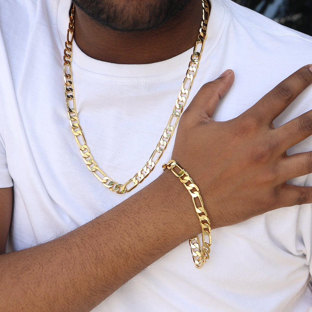 Timeless Figaro Bracelet (18K Gold Plating) - 8.5mm