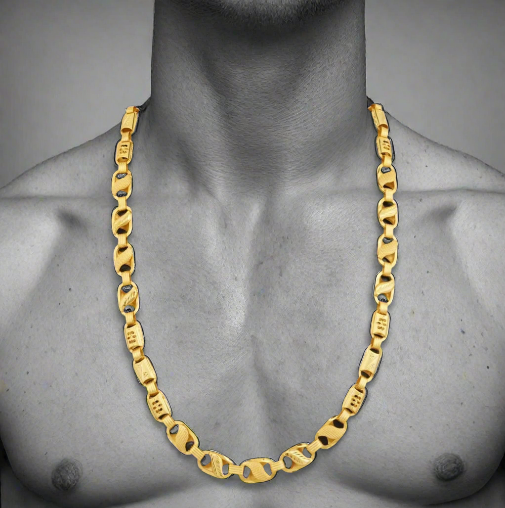 Leaf Lotus Chain Men | 22 Kt Gold Plated