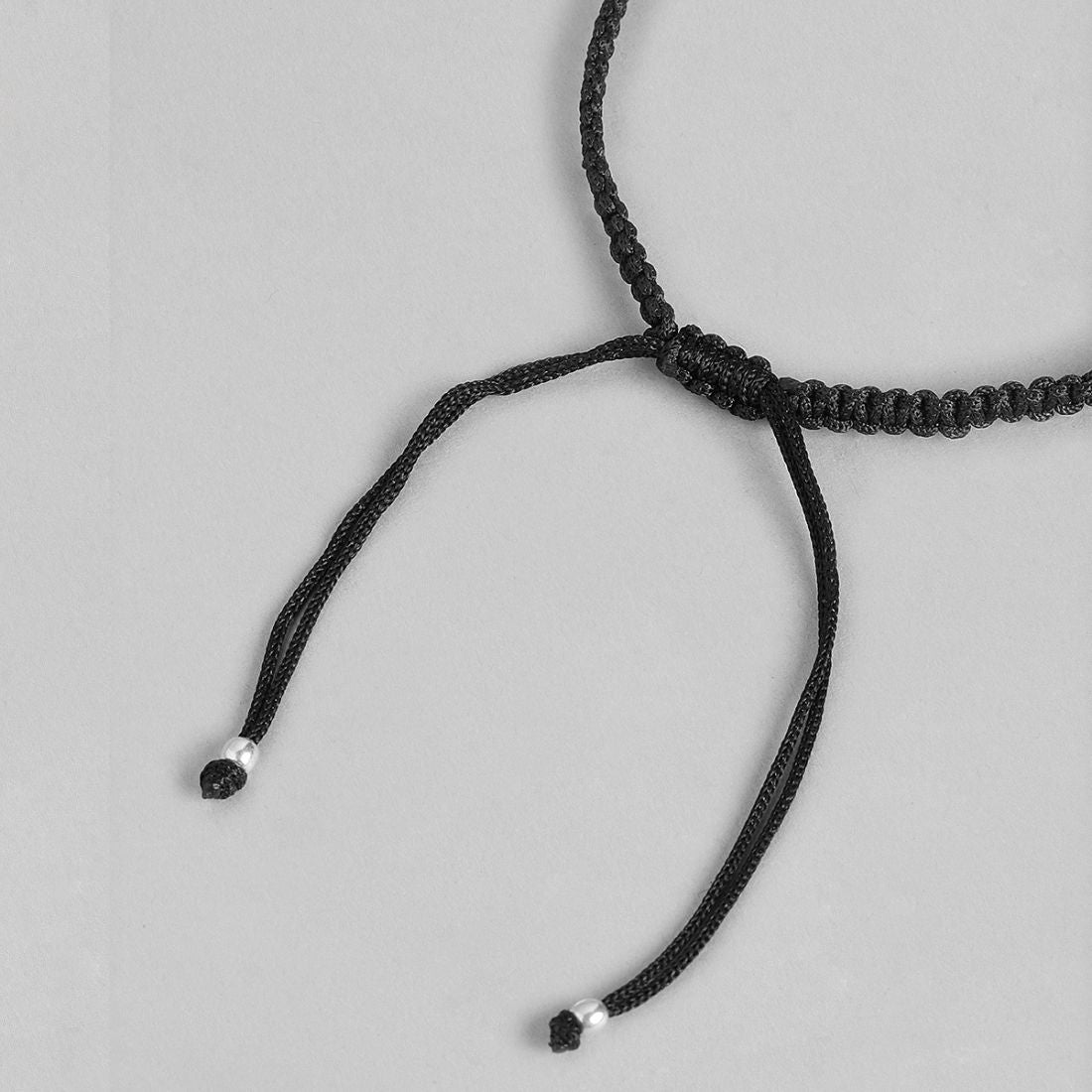 Classic Beaded Rhodium Plated 925 Sterling Silver Thread Anklet