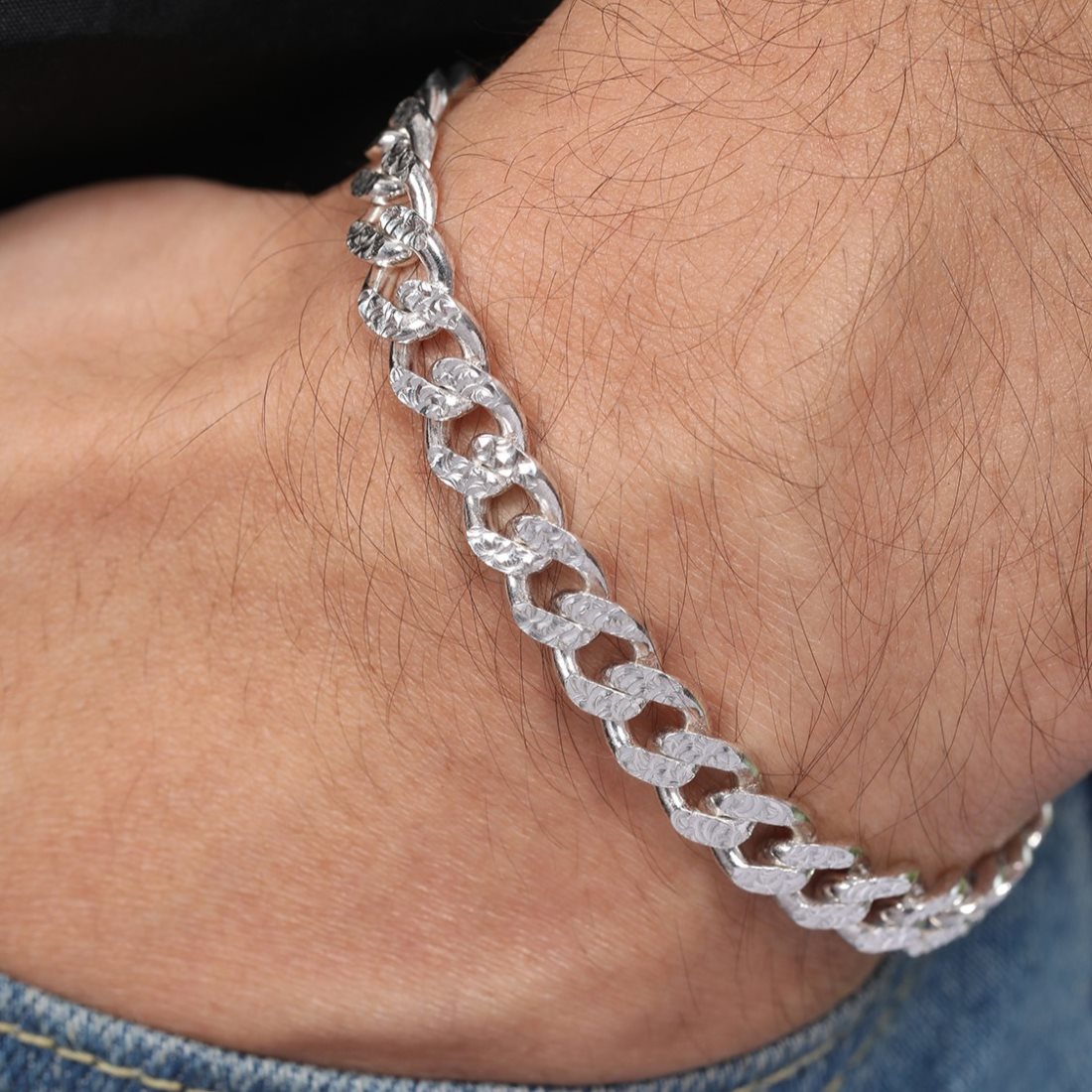 Bracelet Mens Silver Chain 925 Modern Masculinity Rhodium Plated