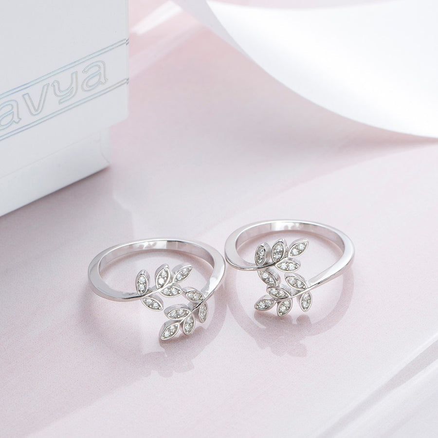Wedding Ring Solid Rhodium Ring Price Leafy CZ Rhodium Plated 925