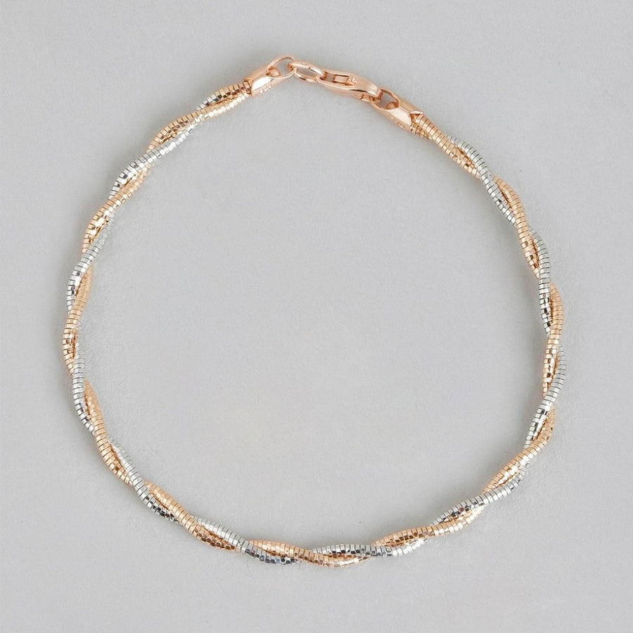 Dual Tone Twisted Silver Bracelet