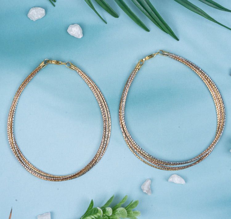 Triple Tone Muti Strand Anklets