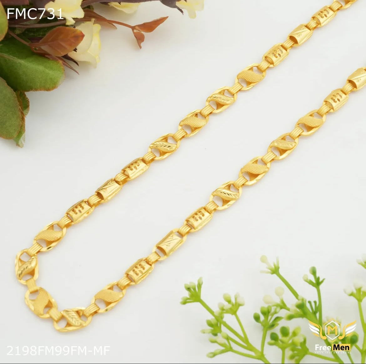 Leaf Lotus Chain Men | 22 Kt Gold Plated