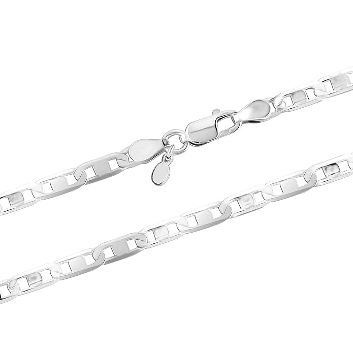 Cut Solid Flat Mariner Link Chain | 925 Pure Silver