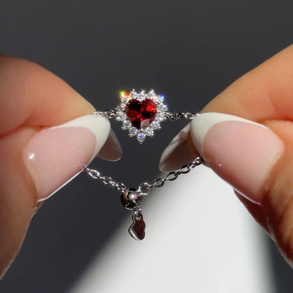 Queen of Hearts Chain Ring | 925 Pure Silver