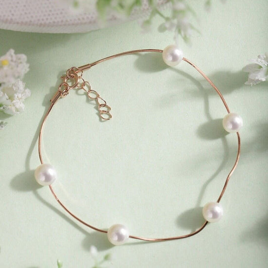 Divine Pearl Rose Gold 925 Silver Bracelet