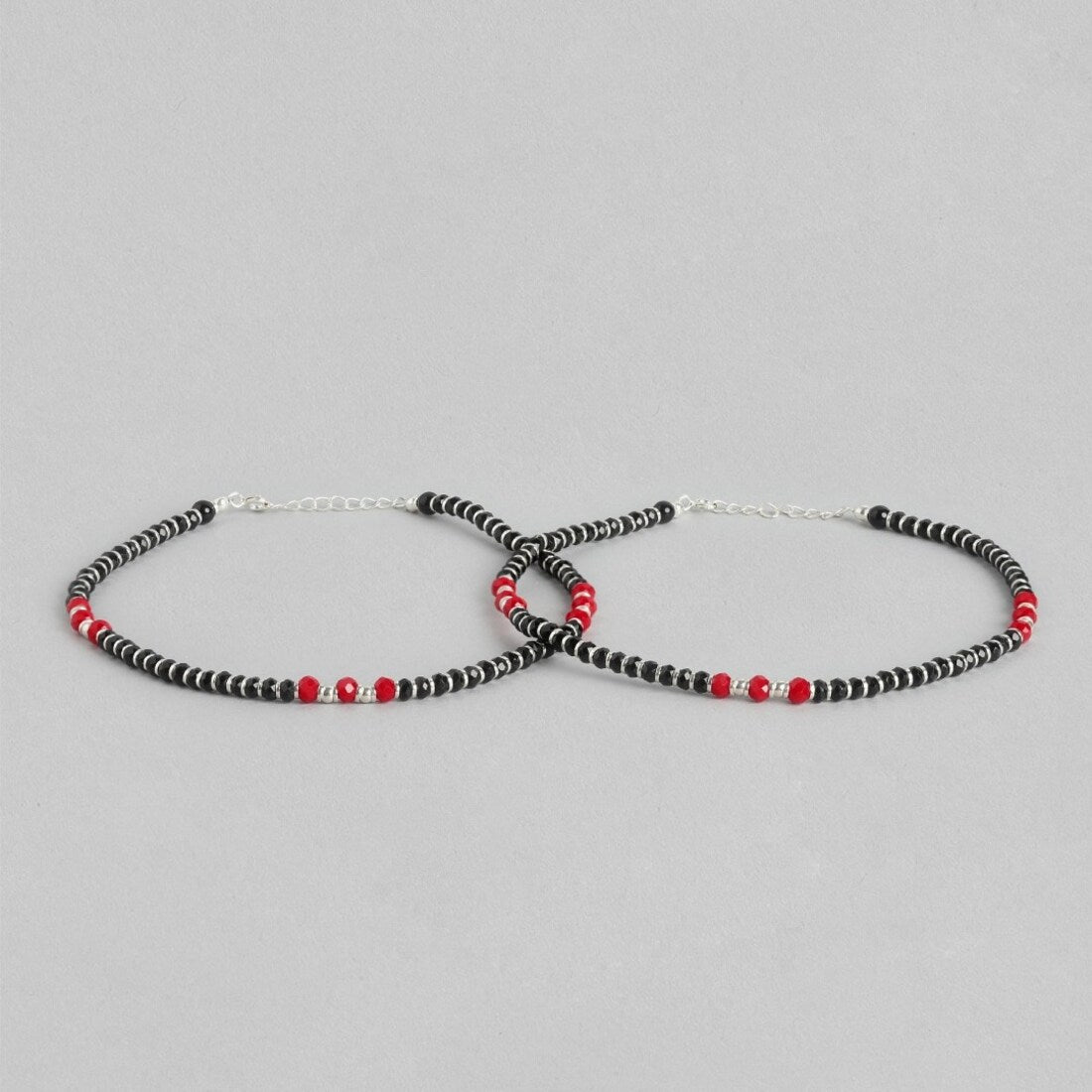 Fiery Elegance Rhodium Plated 925 Sterling Silver Anklet
