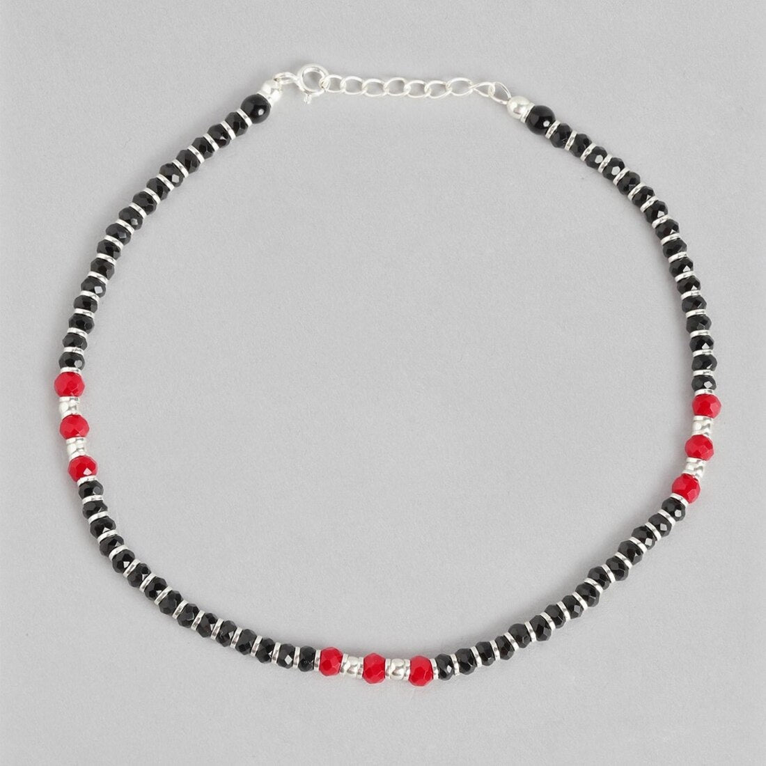 Fiery Elegance Rhodium Plated 925 Sterling Silver Anklet