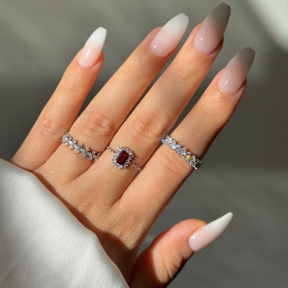 Red Vintage Aura Chain Ring | 925 Pure Silver
