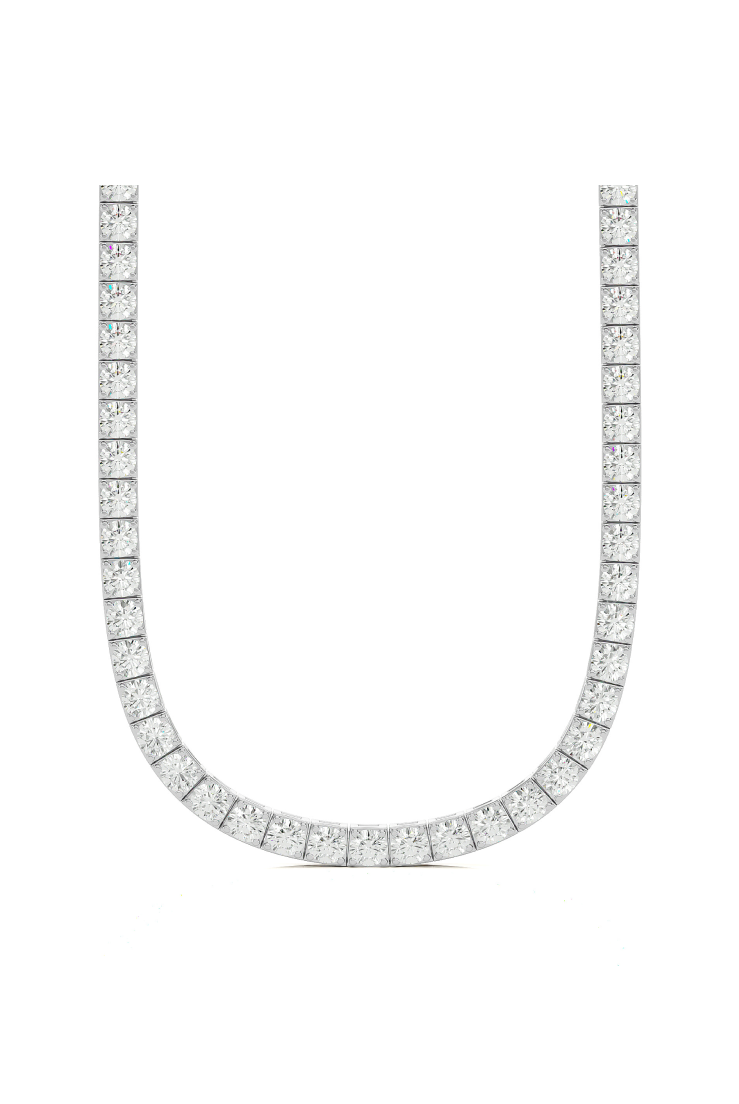 Round Cut Tennis Chain in White Gold