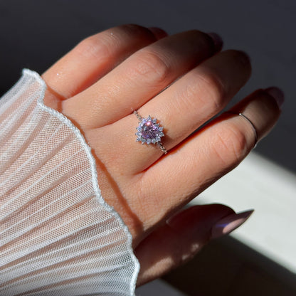 Queen of Hearts Chain Ring- Pink | 925 Pure Silver