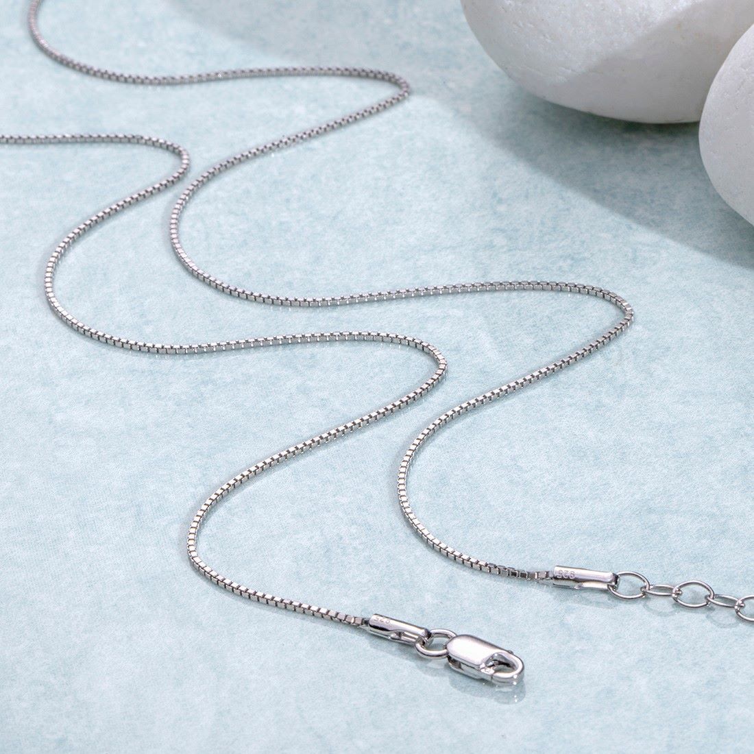 Rhodium plated 925 Sterling Silver Box Chain Anklet – Parv Jewellers