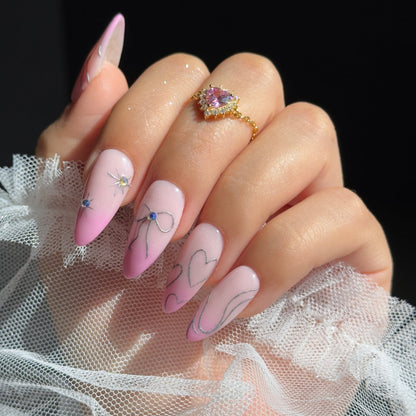 Queen of Hearts Chain Ring- Pink | 925 Pure Silver