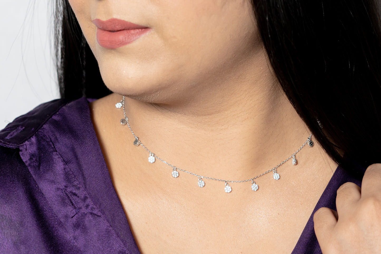 Silver Blossom Garland Necklace