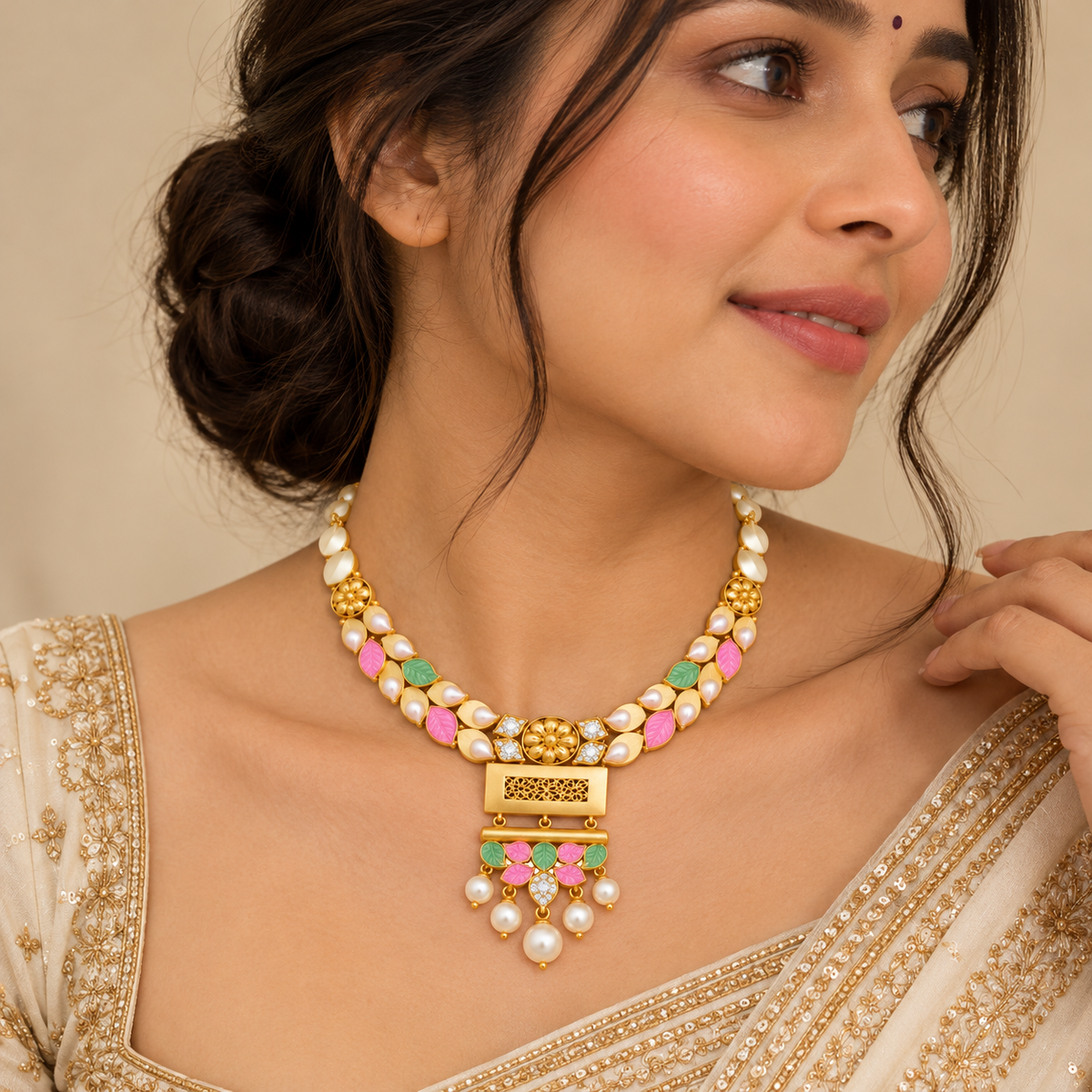 Rajwada Meenakari Necklace | 925 Sterling Silver