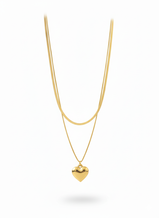 Heart Pendant Chain Stack