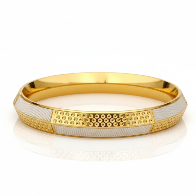 Men's Dual Tone Kada | 22 Kt Gold Plated