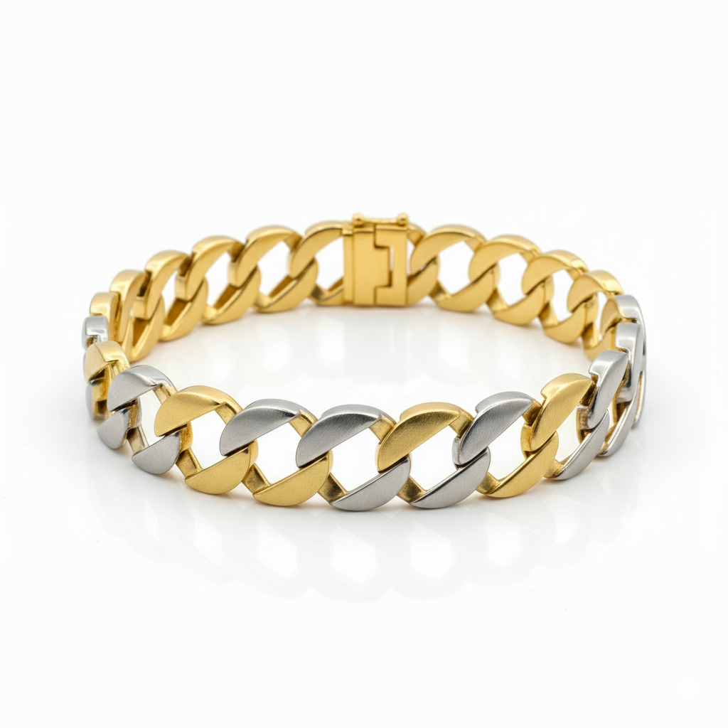 Men's Dual Tone Cuban Bracelet