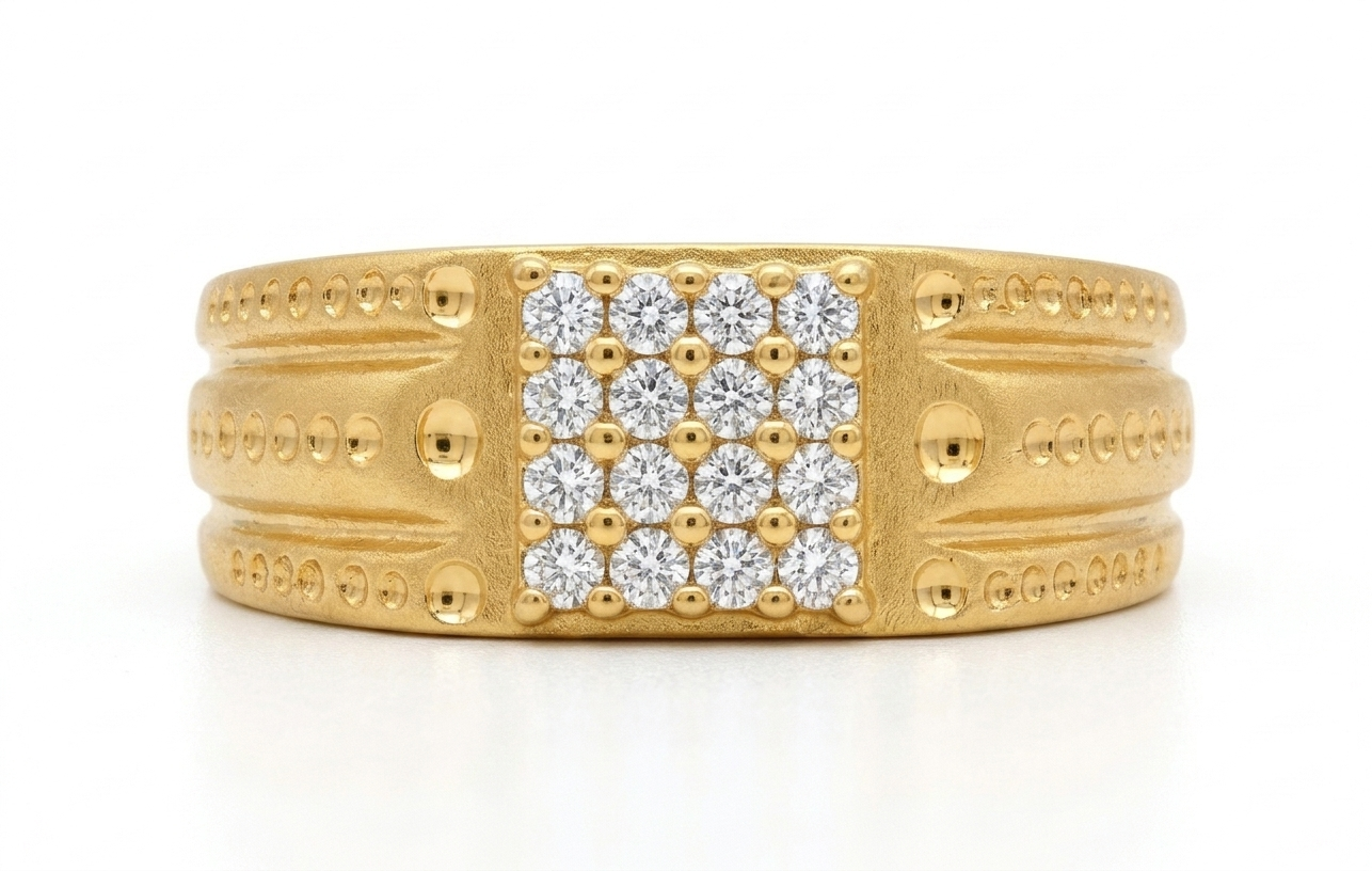 Orion Pave Ring | 22Kt Gold Plated