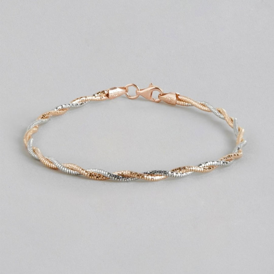 Dual Tone Twisted Silver Bracelet