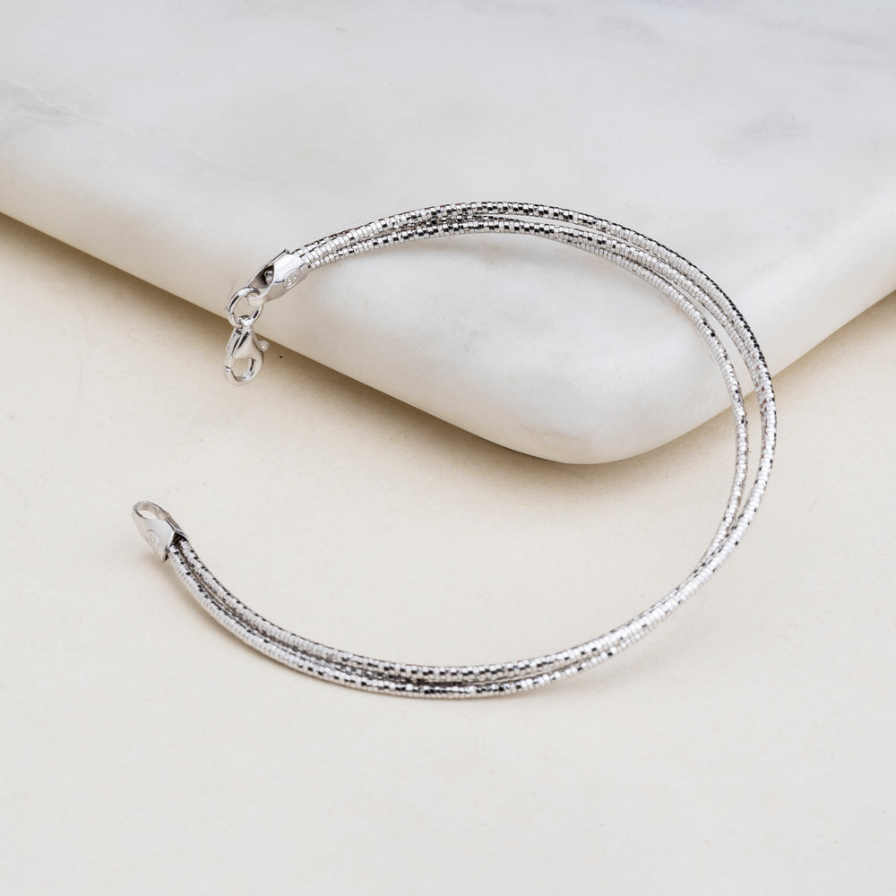 Silver Three Line Bracelet