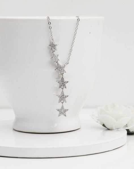 Silver Starry Drop Necklace