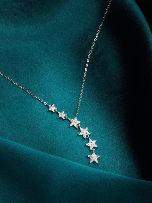 Silver Starry Drop Necklace