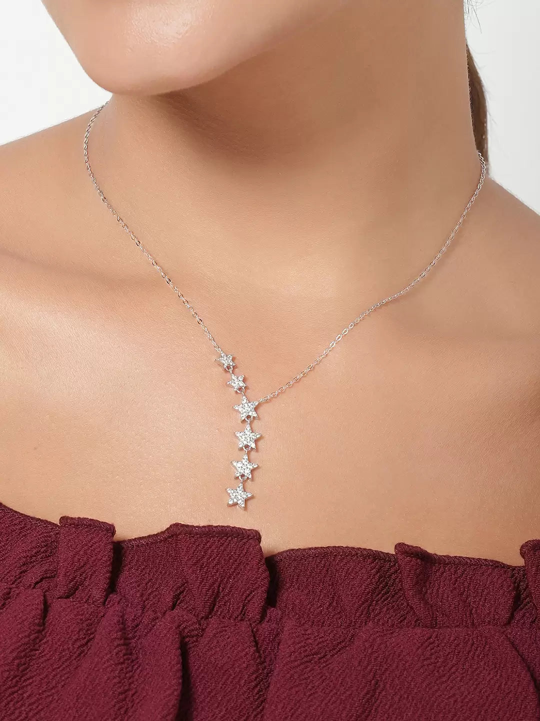 Silver Starry Drop Necklace