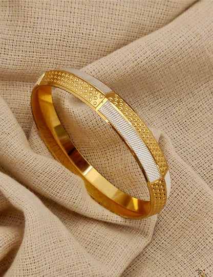 Men's Dual Tone Kada | 22 Kt Gold Plated