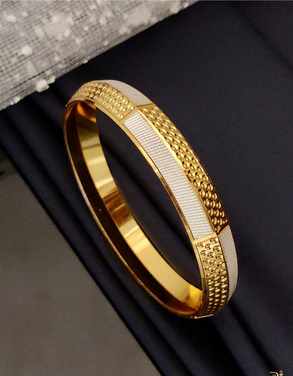 Men's Dual Tone Kada | 22 Kt Gold Plated