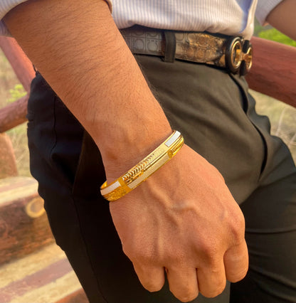 Men's Dual Tone Kada | 22 Kt Gold Plated