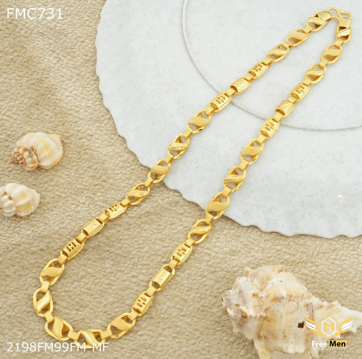 Leaf Lotus Chain Men | 22 Kt Gold Plated