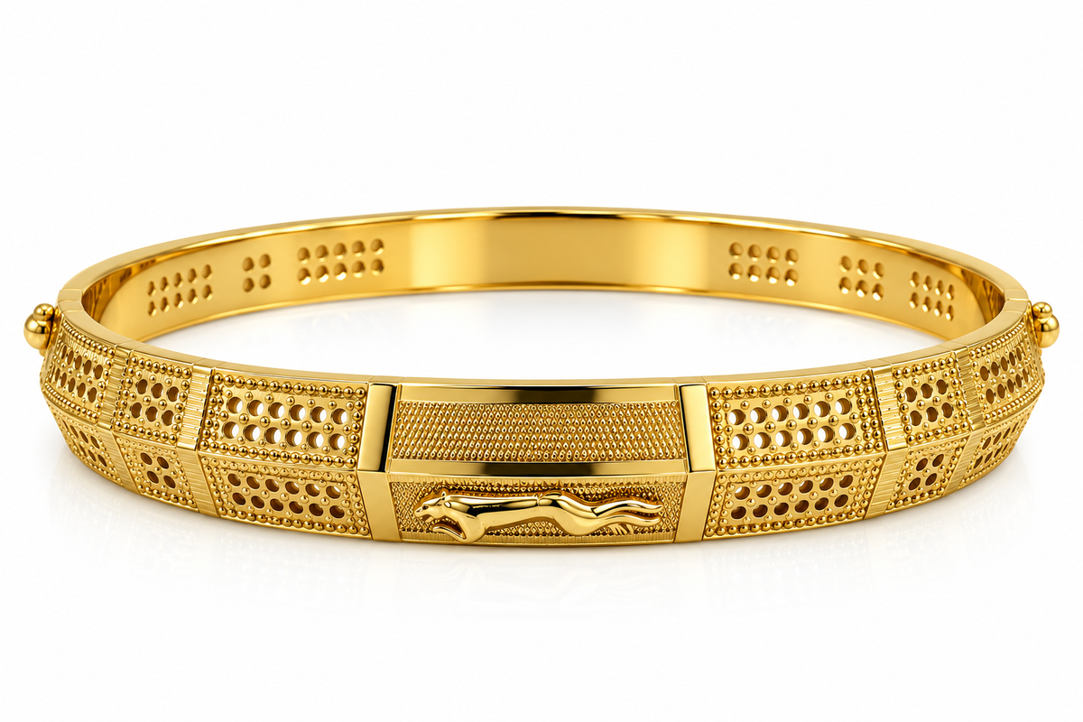 Intricate Panther Gold Kada