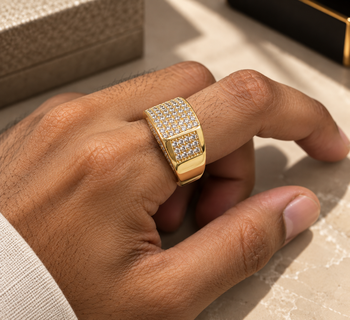 Pave Set Gold Statement Ring