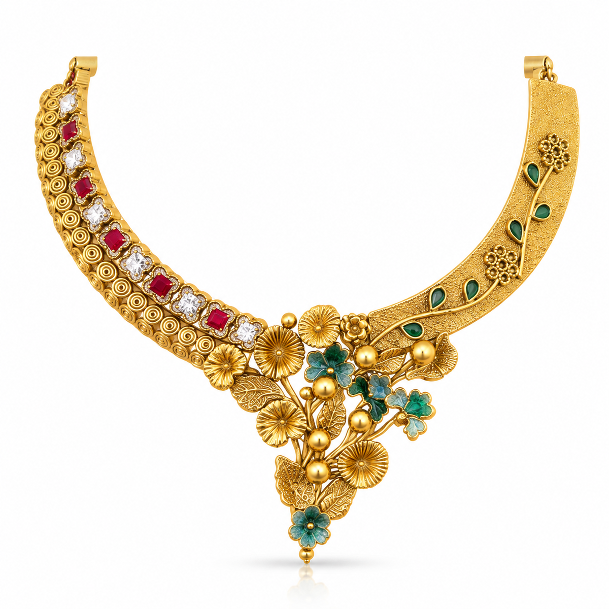 Floral Gemstone Necklace | 925 Sterling Silver