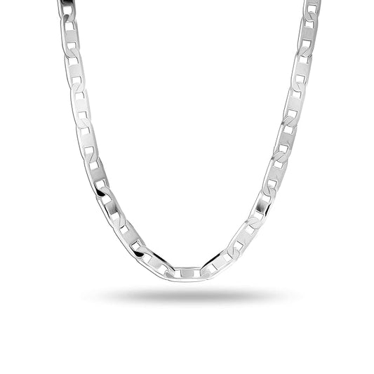 Cut Solid Flat Mariner Link Chain | 925 Pure Silver