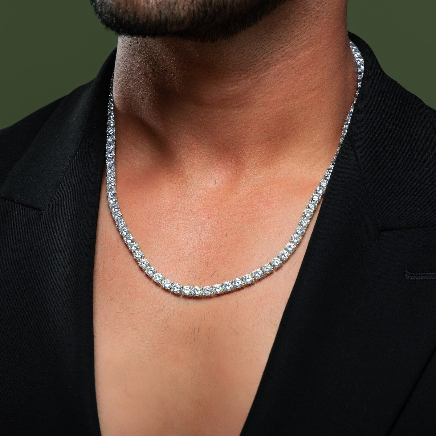 Round Cut Tennis Chain in White Gold