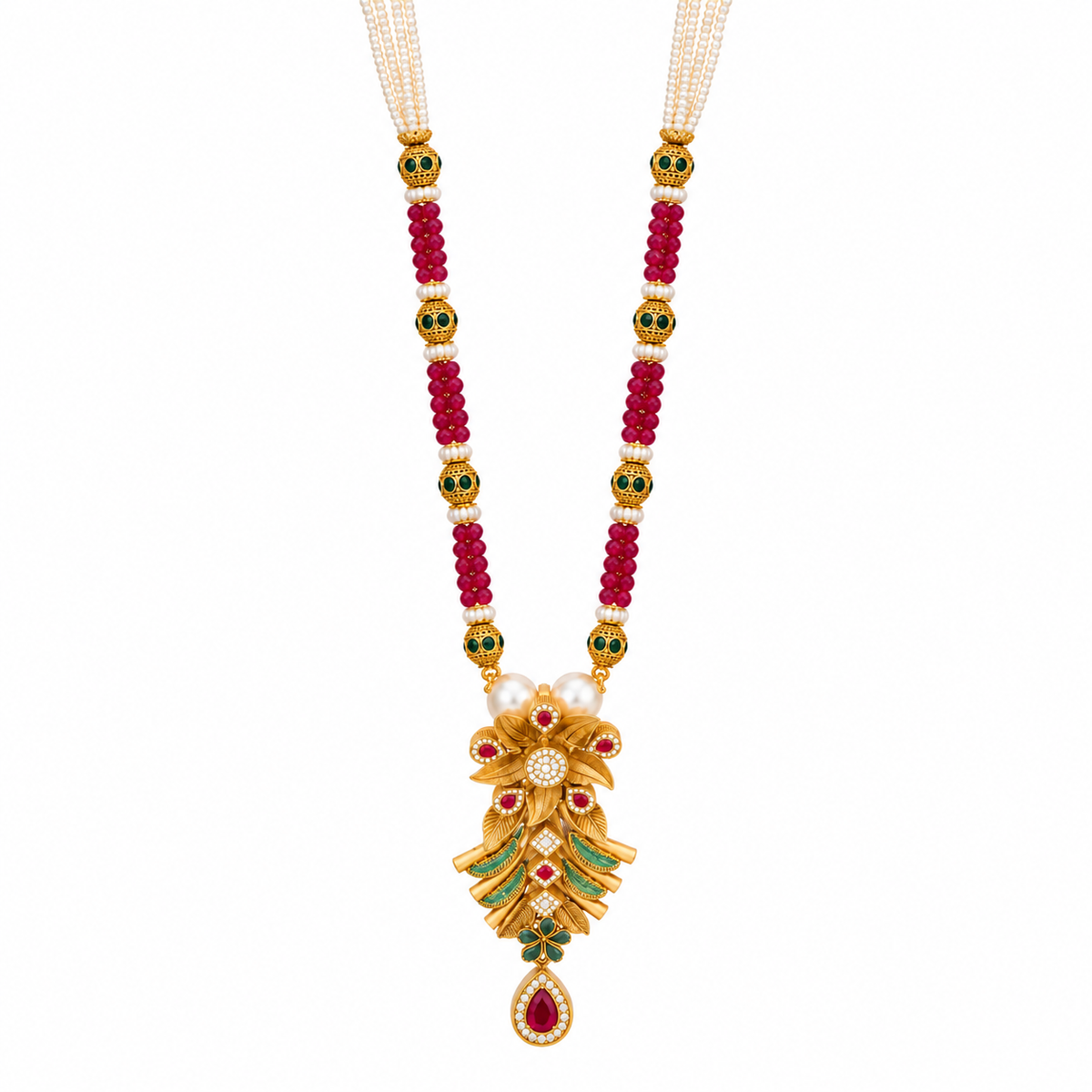 Royal Ruby Leaf Pendant Necklace | 925 Sterling Silver