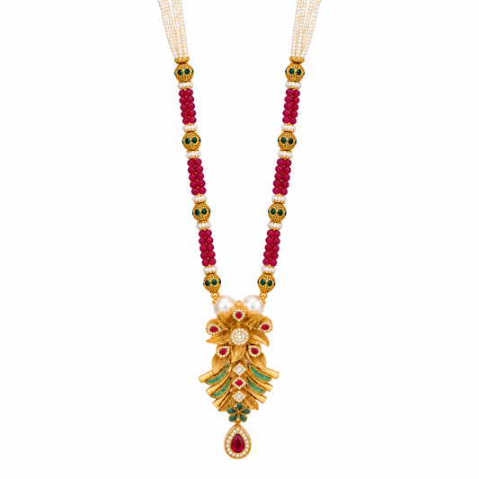 Royal Ruby Leaf Pendant Necklace | 925 Sterling Silver