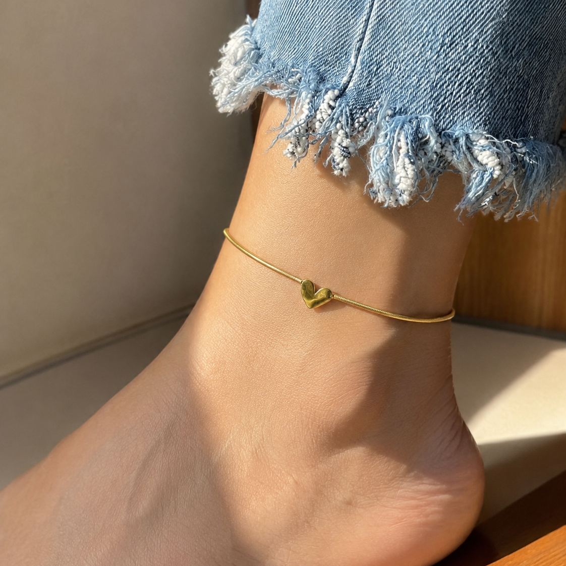 Golden Heart Anklets