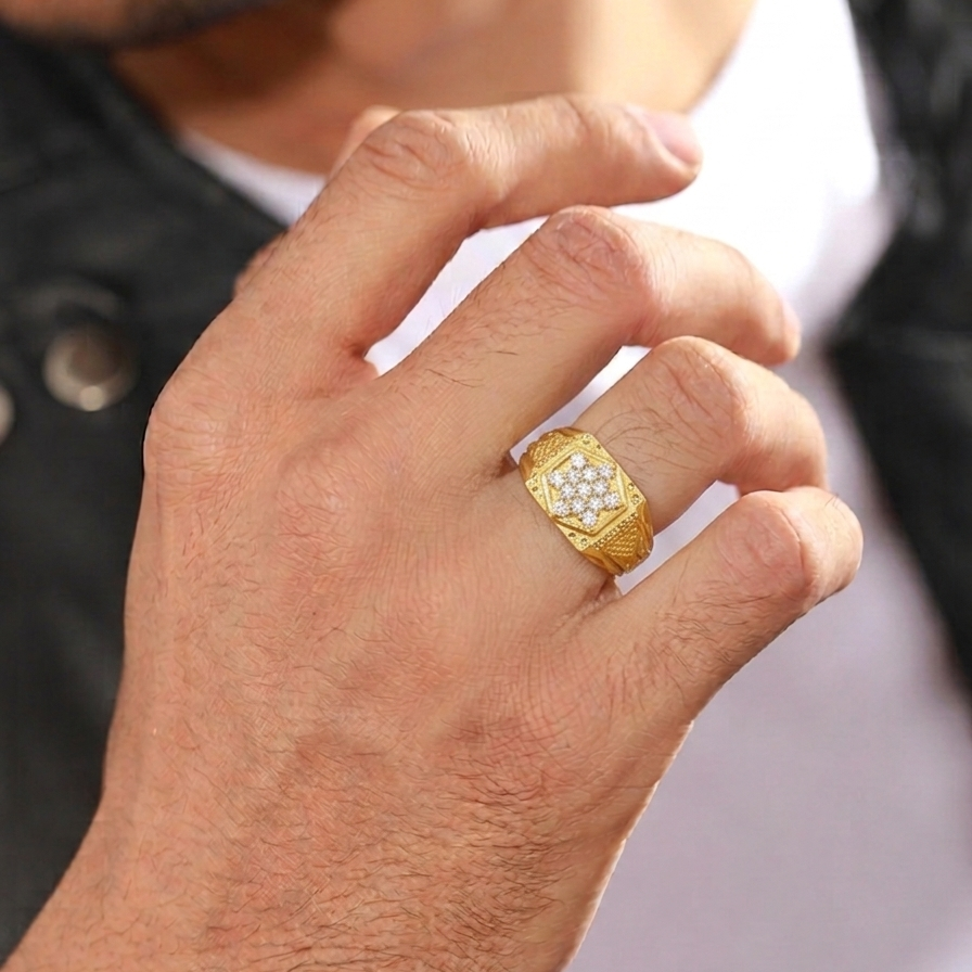 Celestial Hex Ring | 22Kt Gold Plated