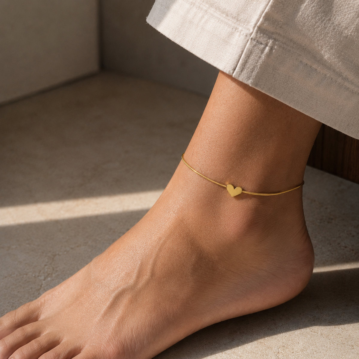 Golden Heart Anklets