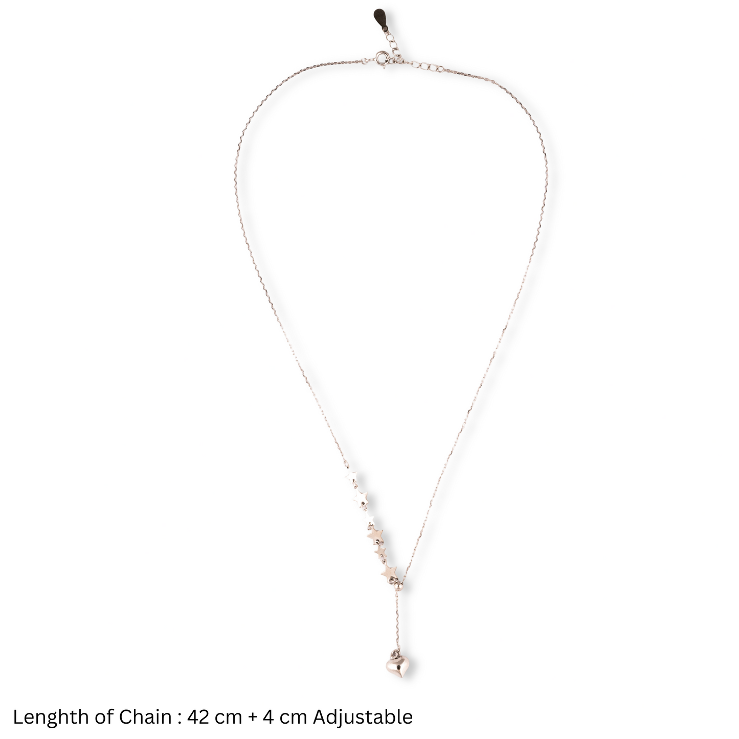 Silver Starry Heart Drop Necklace