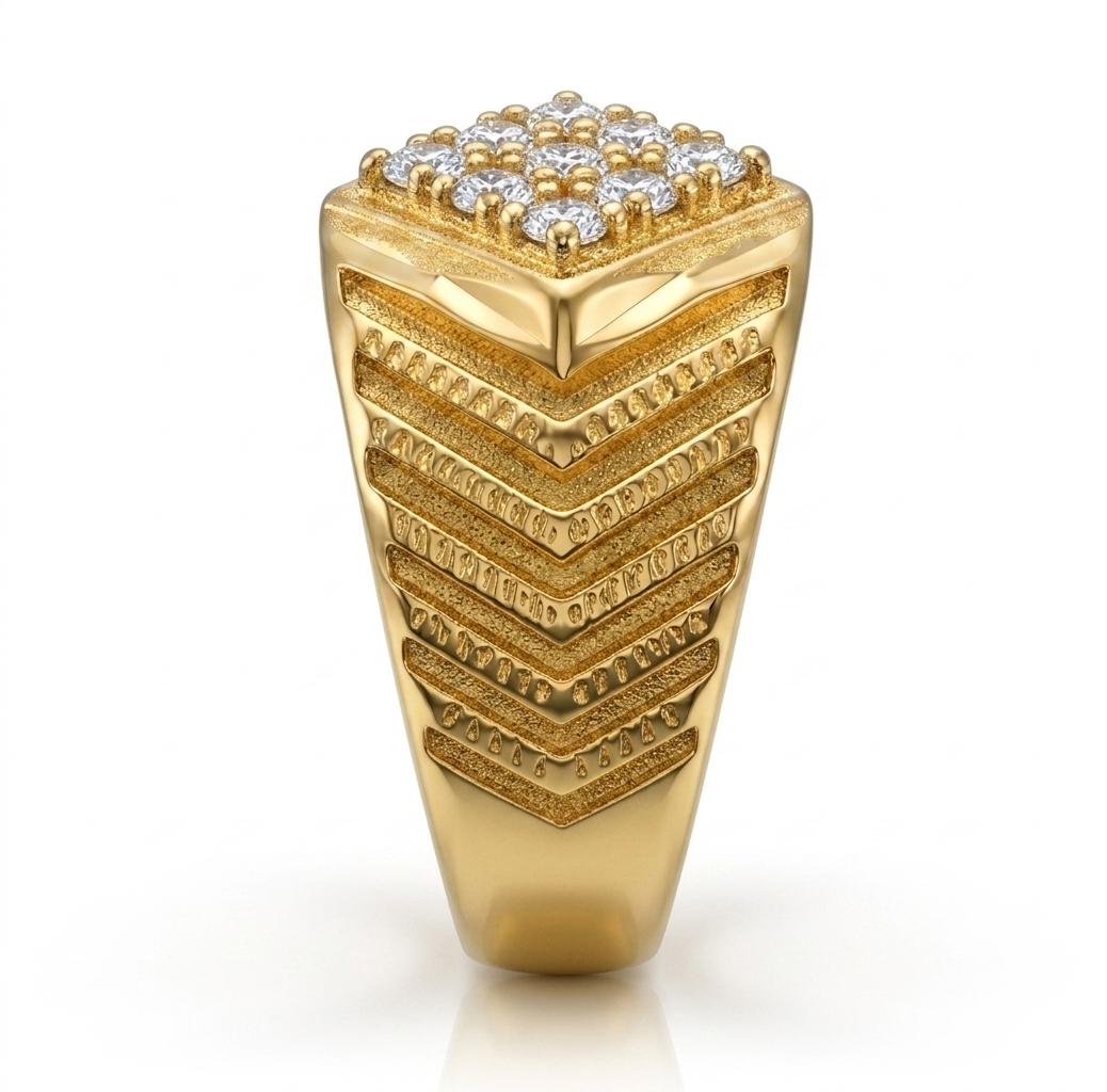 Crown Square Ring | 22 Kt Gold Plated