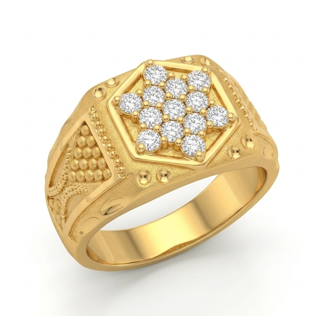 Celestial Hex Ring | 22Kt Gold Plated