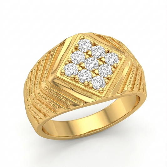 Crown Square Ring | 22 Kt Gold Plated
