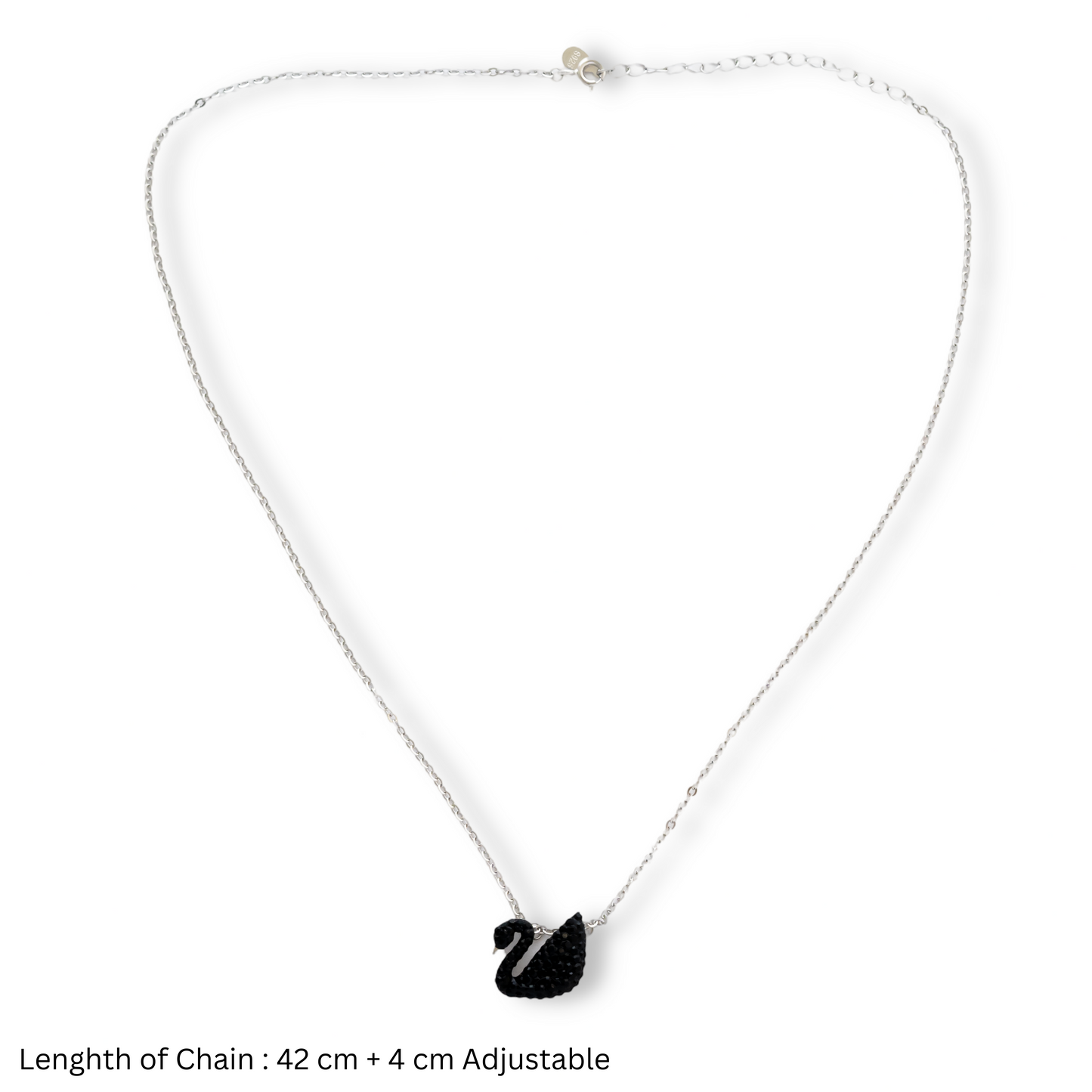 Silver Ebony Swan Elegance Necklace